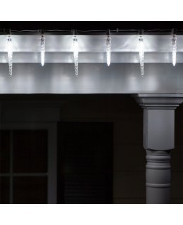 CL73611 C7 Cool White Falling Icicle Commercial LED Christmas Lights Set of 15